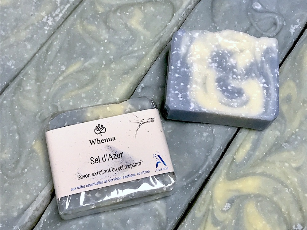 Savon artisanal Sel d’Azur Whenua, cristaux de sel d’Epsom et huiles essentielles